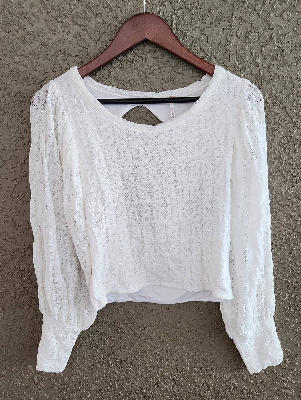 Free People Tea Time Long Sleeve Lace Top Open Back